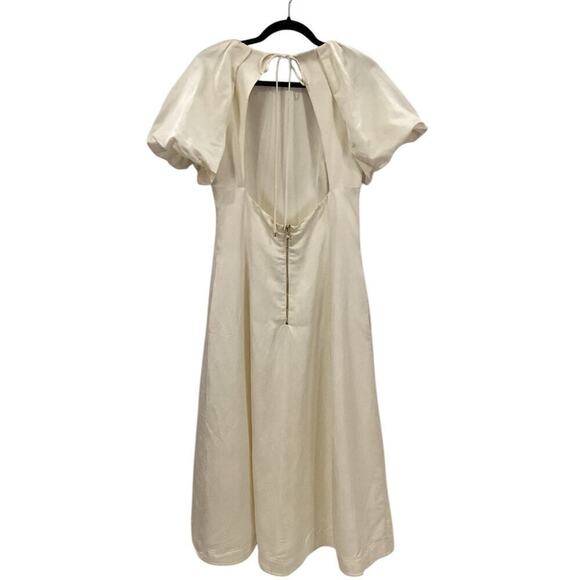 Rebecca Vallance Aimee Open Back Sateen Midi Dress In Ivory Size 8 - Picture 10 of 16